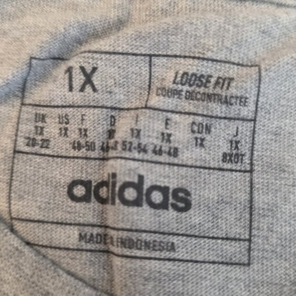 Adidas Shirt Womens 1X Dress Loose Fit Medium Three Stripes Grey Heather - Picture 10 of 16